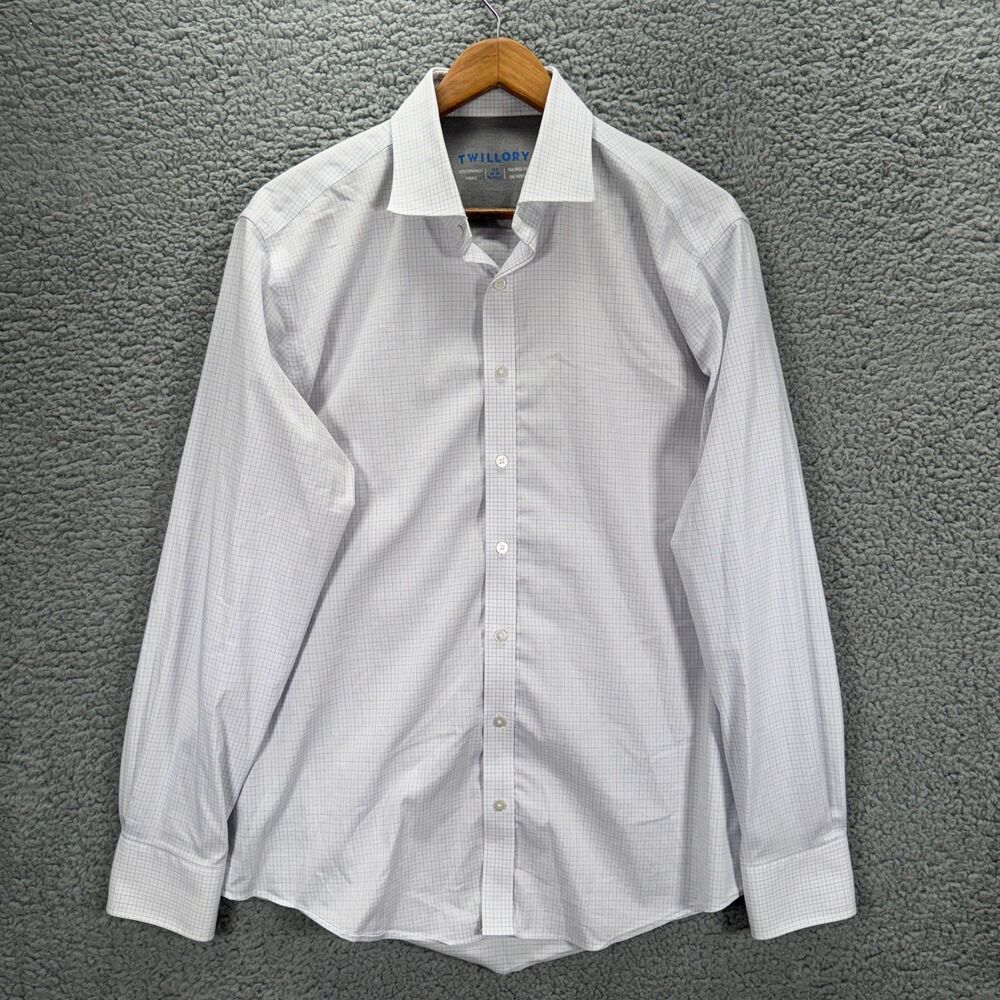 Twillory Dress Shirt Mens 16.5 / 34-35 Tailored Fit White Performance Stretch